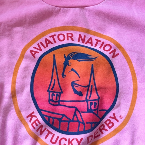 Rare Aviator Nation Pink Kentucky Derby Crewneck - Picture 4 of 5
